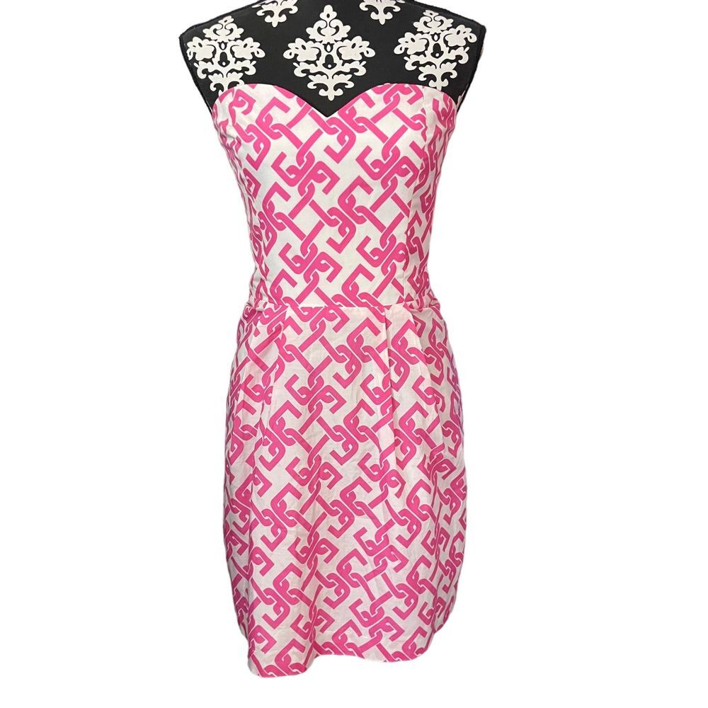 LAROQUE PINK AND WHITE HALTER‎ STRAPLESS DRESS SIZE 2